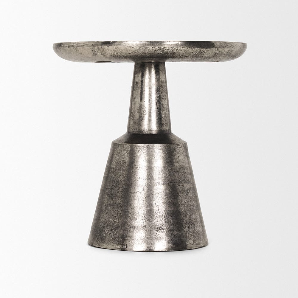 Mercana - Bobbi Textured Polished Nickel Cast Aluminum Metal Accent Table - 70614 view 3