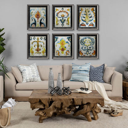 Mercana - Bohemian Ikat VI by Chariklia Zarris a Hand Embellished Textured Framed Art Print Matted under Glass - 12921 view 6