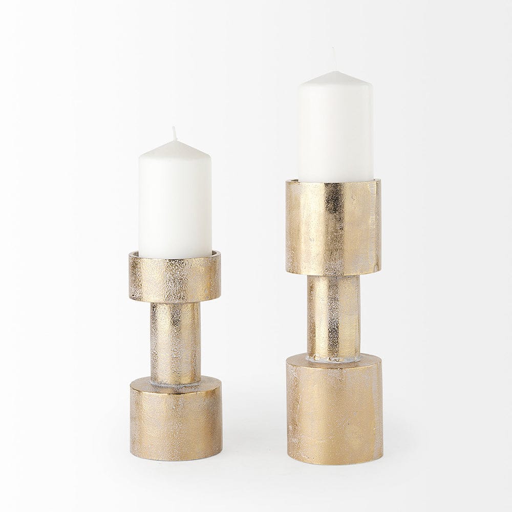 Mercana - Bolton 3.9L x 3.9W x 10.6H Gold Metal Table Candle Holders - 69162 view 2