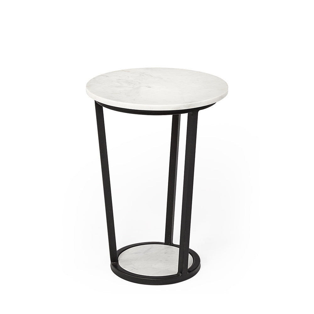 Mercana - Bombola I Small 15L x 15W White Round Marble Top W/Black Metal Frame Accent Table - 67038 view 1