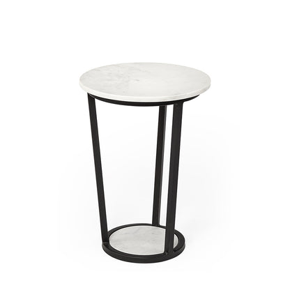 Mercana - Bombola I Small 15L x 15W White Round Marble Top W/Black Metal Frame Accent Table - 67038 view 1