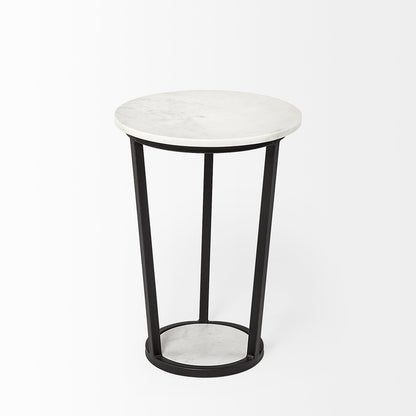 Mercana - Bombola I Small 15L x 15W White Round Marble Top W/Black Metal Frame Accent Table - 67038 view 2