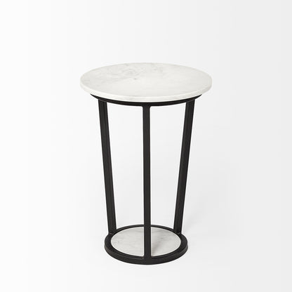 Mercana - Bombola I Small 15L x 15W White Round Marble Top W/Black Metal Frame Accent Table - 67038 view 3
