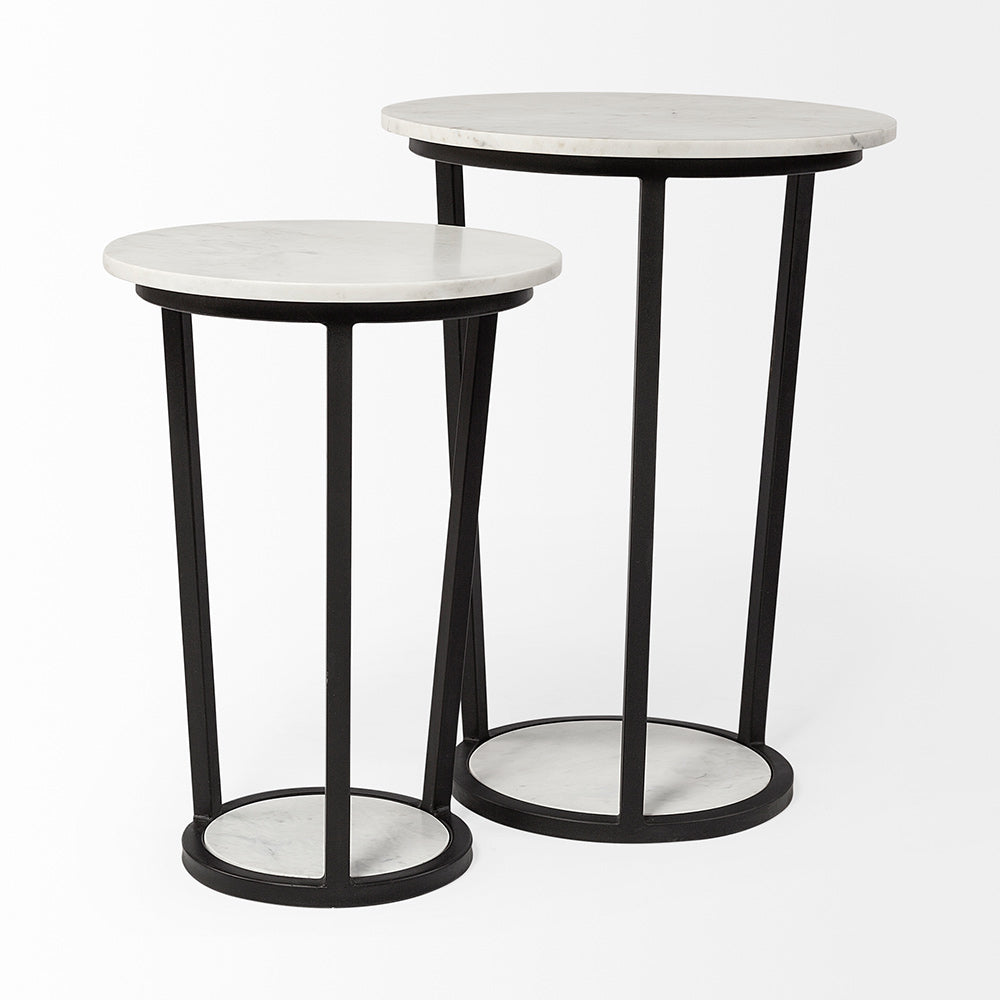 Mercana - Bombola I Small 15L x 15W White Round Marble Top W/Black Metal Frame Accent Table - 67038 view 7