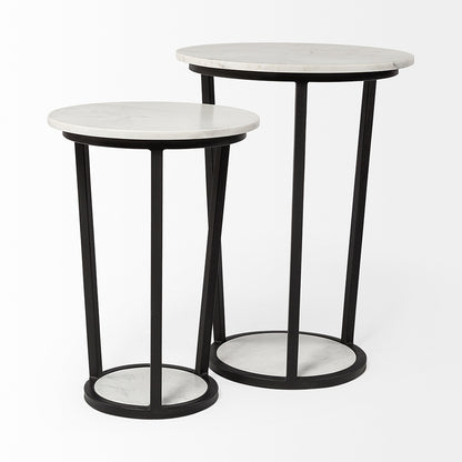 Mercana - Bombola I Small 15L x 15W White Round Marble Top W/Black Metal Frame Accent Table - 67038 view 7