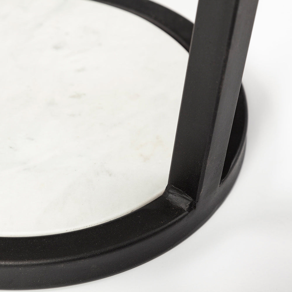 Mercana - Bombola I Small 15L x 15W White Round Marble Top W/Black Metal Frame Accent Table - 67038 view 11