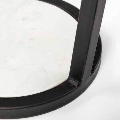 Mercana - Bombola I Small 15L x 15W White Round Marble Top W/Black Metal Frame Accent Table - 67038 view 11