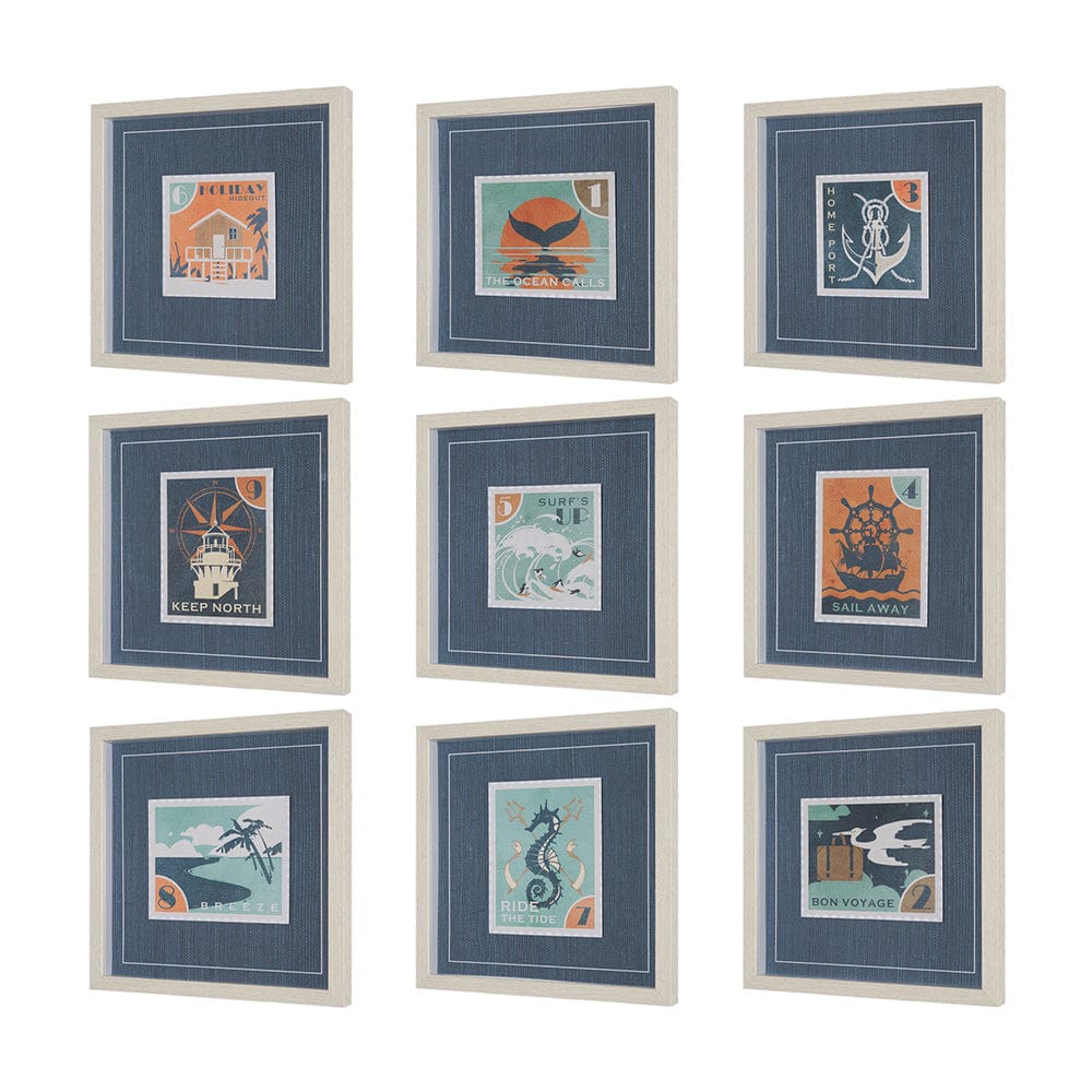Mercana - Bon Voyage Set of 9 by Mercana Studio a Hand Embellished Framed Art Print Matted under Glass - 15774 view 2