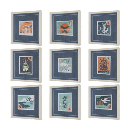 Mercana - Bon Voyage Set of 9 by Mercana Studio a Hand Embellished Framed Art Print Matted under Glass - 15774 view 2