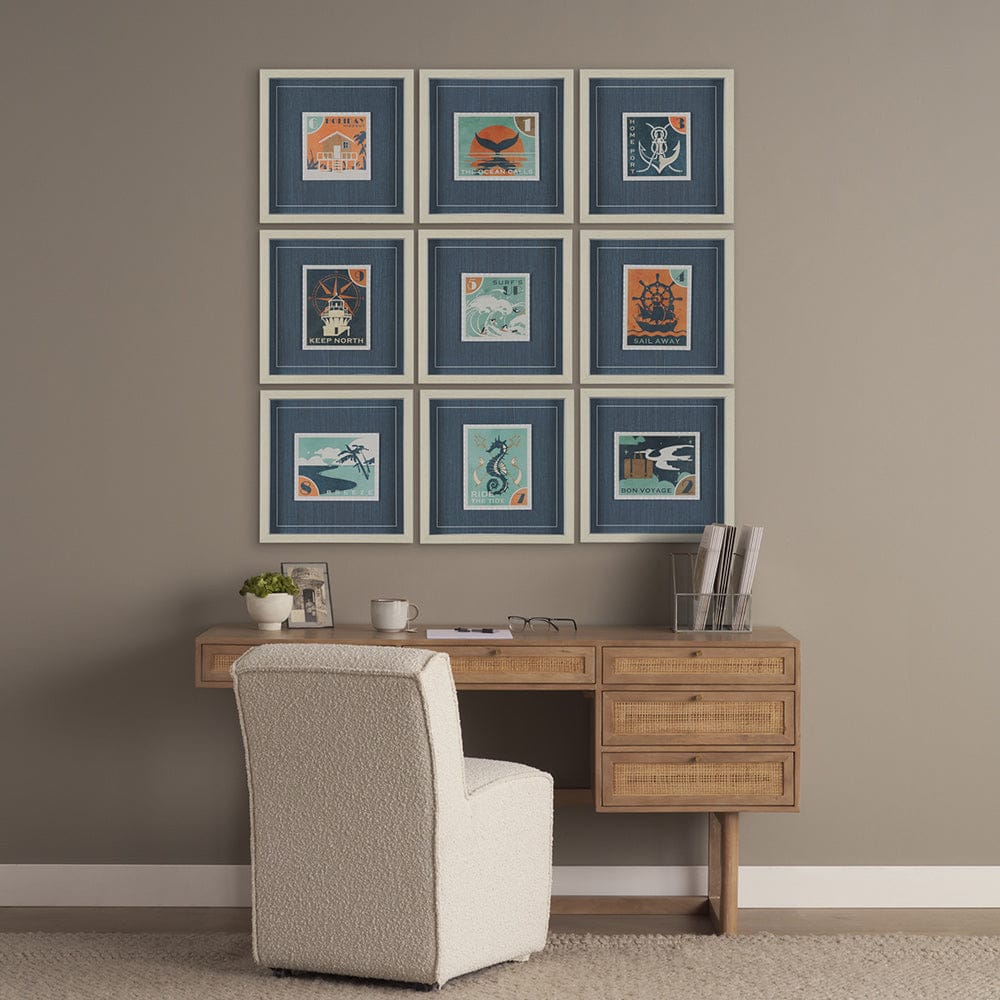 Mercana - Bon Voyage Set of 9 by Mercana Studio a Hand Embellished Framed Art Print Matted under Glass - 15774 view 8