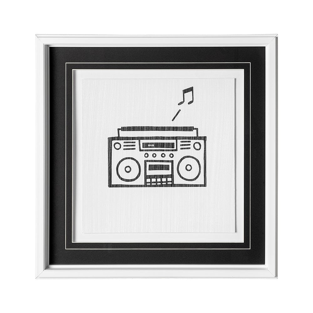 Mercana - Boom Box by Lawyer a Hand Embellished Textured Framed Art Print Matted under Glass - 12626 view 1