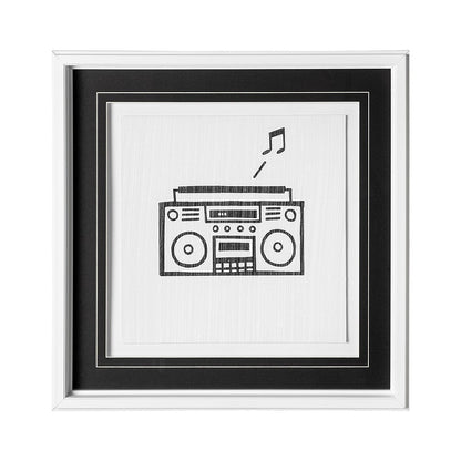 Mercana - Boom Box by Lawyer a Hand Embellished Textured Framed Art Print Matted under Glass - 12626 view 1