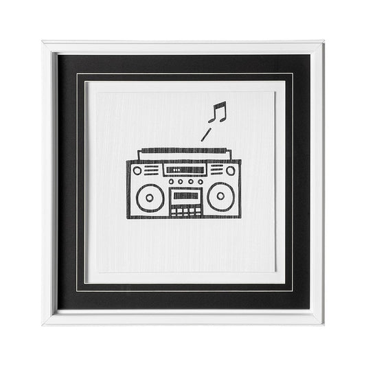 Mercana - Boom Box by Lawyer a Hand Embellished Textured Framed Art Print Matted under Glass - 12626 view 1