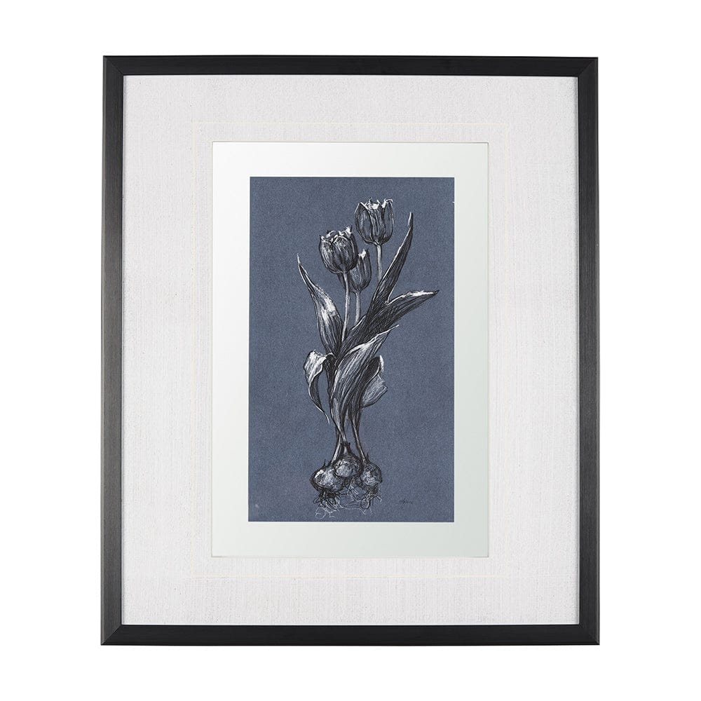 Mercana - Botanical sketches I Blue by Mercana Studio Hand Embellished Framed Art Print Matted under Glass - 14575 view 1