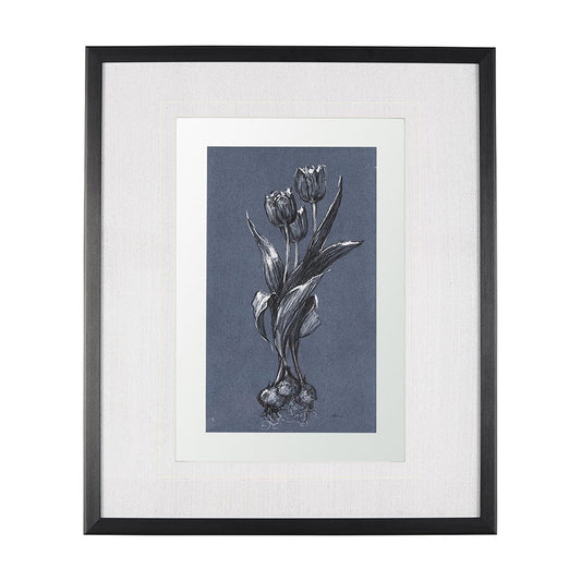 Mercana - Botanical sketches I Blue by Mercana Studio Hand Embellished Framed Art Print Matted under Glass - 14575 view 1