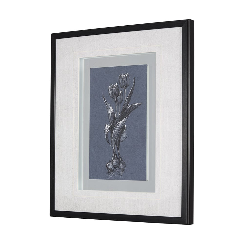 Mercana - Botanical sketches I Blue by Mercana Studio Hand Embellished Framed Art Print Matted under Glass - 14575 view 2
