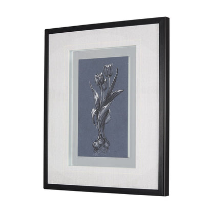 Mercana - Botanical sketches I Blue by Mercana Studio Hand Embellished Framed Art Print Matted under Glass - 14575 view 2