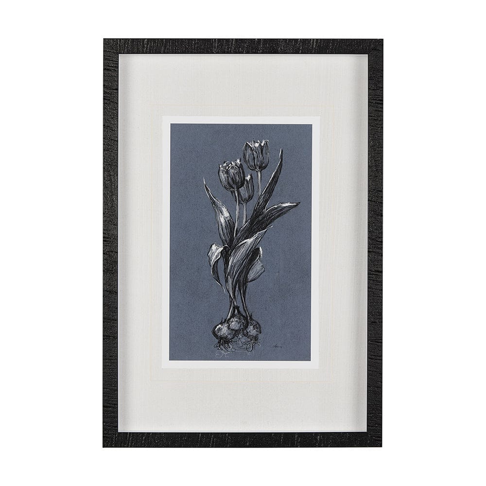 Mercana - Botanical sketches I Blue by Mercana Studio Hand Embellished Framed Art Print Matted under Glass - 14581 view 1
