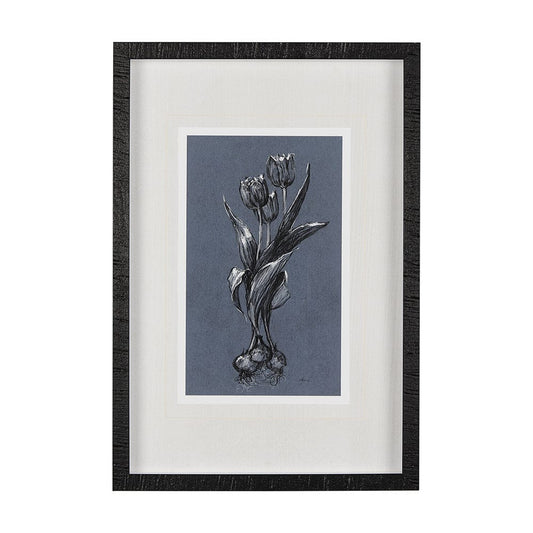 Mercana - Botanical sketches I Blue by Mercana Studio Hand Embellished Framed Art Print Matted under Glass - 14581 view 1