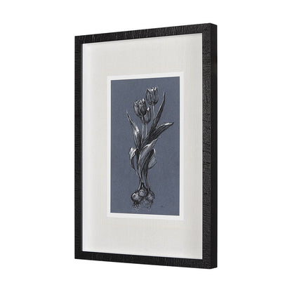 Mercana - Botanical sketches I Blue by Mercana Studio Hand Embellished Framed Art Print Matted under Glass - 14581 view 2