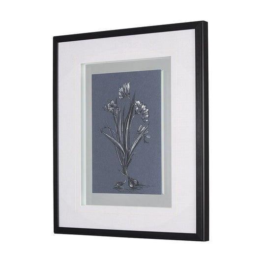 Mercana - Botanical sketches III Blue by Mercana Studio Hand Embellished Framed Art Print Matted under Glass - 14571 view 2