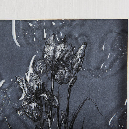 Mercana - Botanical sketches IV Blue by Mercana Studio Hand Embellished Framed Art Print Matted under Glass - 14568 view 7