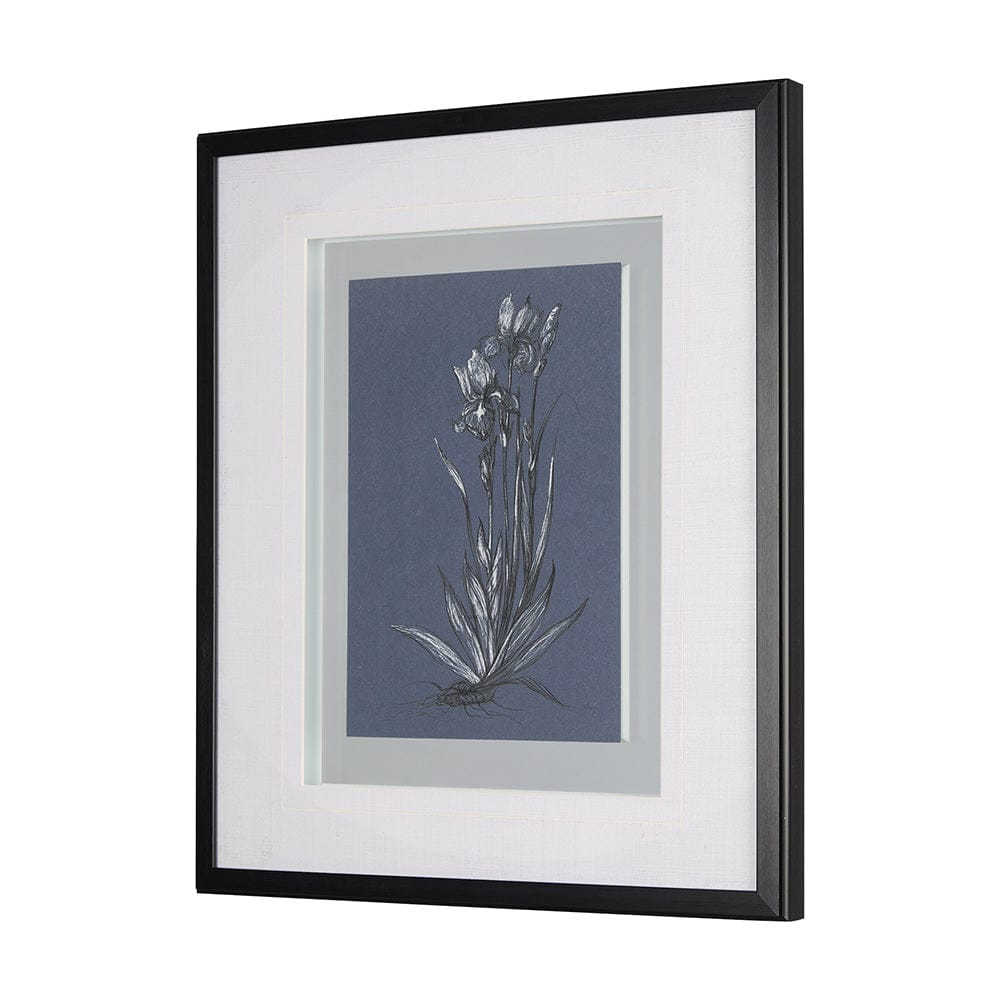 Mercana - Botanical sketches IV Blue by Mercana Studio Hand Embellished Framed Art Print Matted under Glass - 14572 view 2