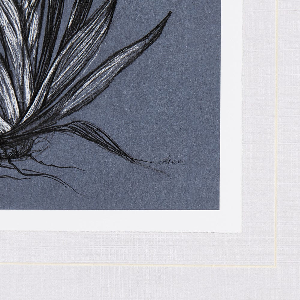 Mercana - Botanical sketches IV Blue by Mercana Studio Hand Embellished Framed Art Print Matted under Glass - 14578 view 7