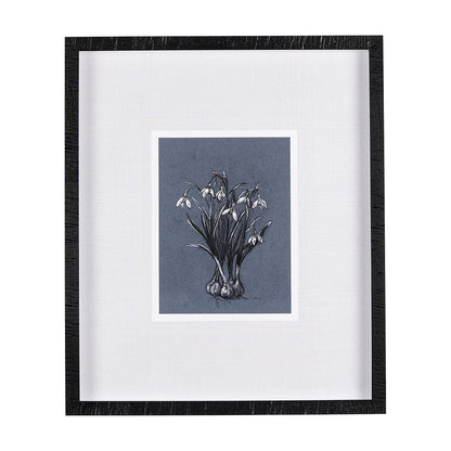 Mercana - Botanical sketchesVI Blue by Mercana Studio Hand Embellished Framed Art Print Matted under Glass - 14580 view 1