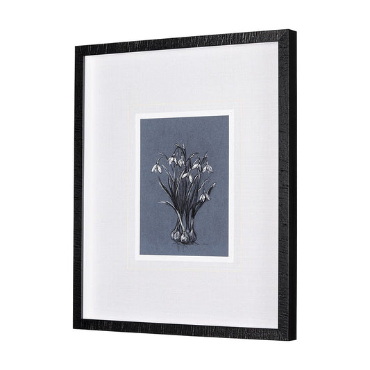 Mercana - Botanical sketchesVI Blue by Mercana Studio Hand Embellished Framed Art Print Matted under Glass - 14580 view 2