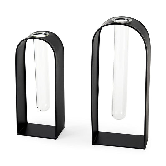 Mercana - Boyer 5.1L x 3.0W x 12.0H Black Metal W/Glass Set of Two Test Tube Decorative Objects - 69558 view 1