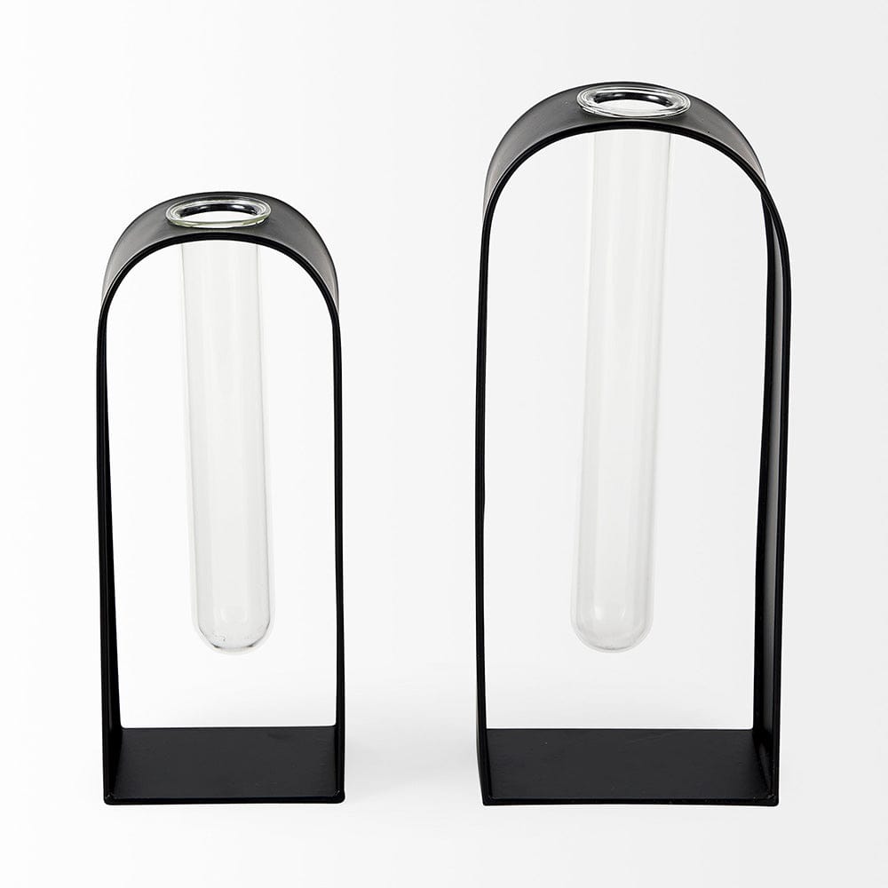 Mercana - Boyer 5.1L x 3.0W x 12.0H Black Metal W/Glass Set of Two Test Tube Decorative Objects - 69558 view 2