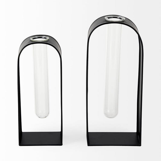 Mercana - Boyer 5.1L x 3.0W x 12.0H Black Metal W/Glass Set of Two Test Tube Decorative Objects - 69558 view 2