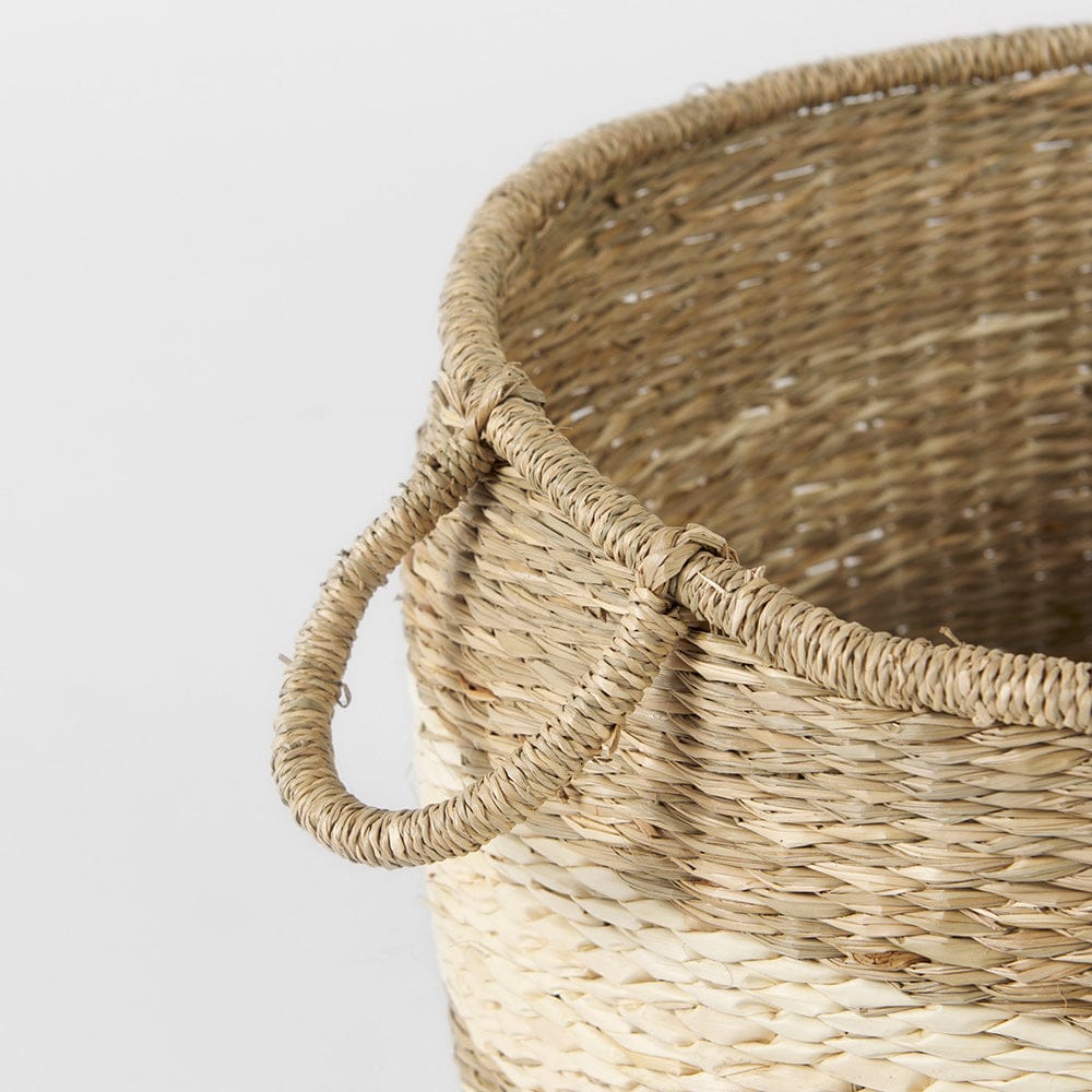 Mercana - Bradley 18.1L x 18.1W x 16.0H Light Brown W/Striped Seagrass Basket W/ Handles (Set of 2) - 69596 view 5