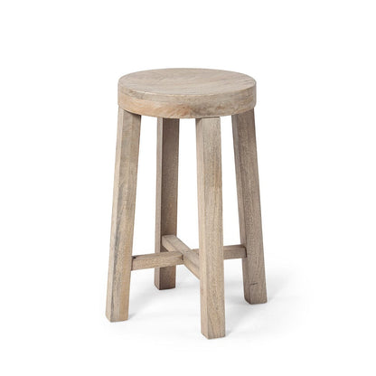 Mercana - Brahma 26" Total Height White Washed Wood Stool - 68210 view 1