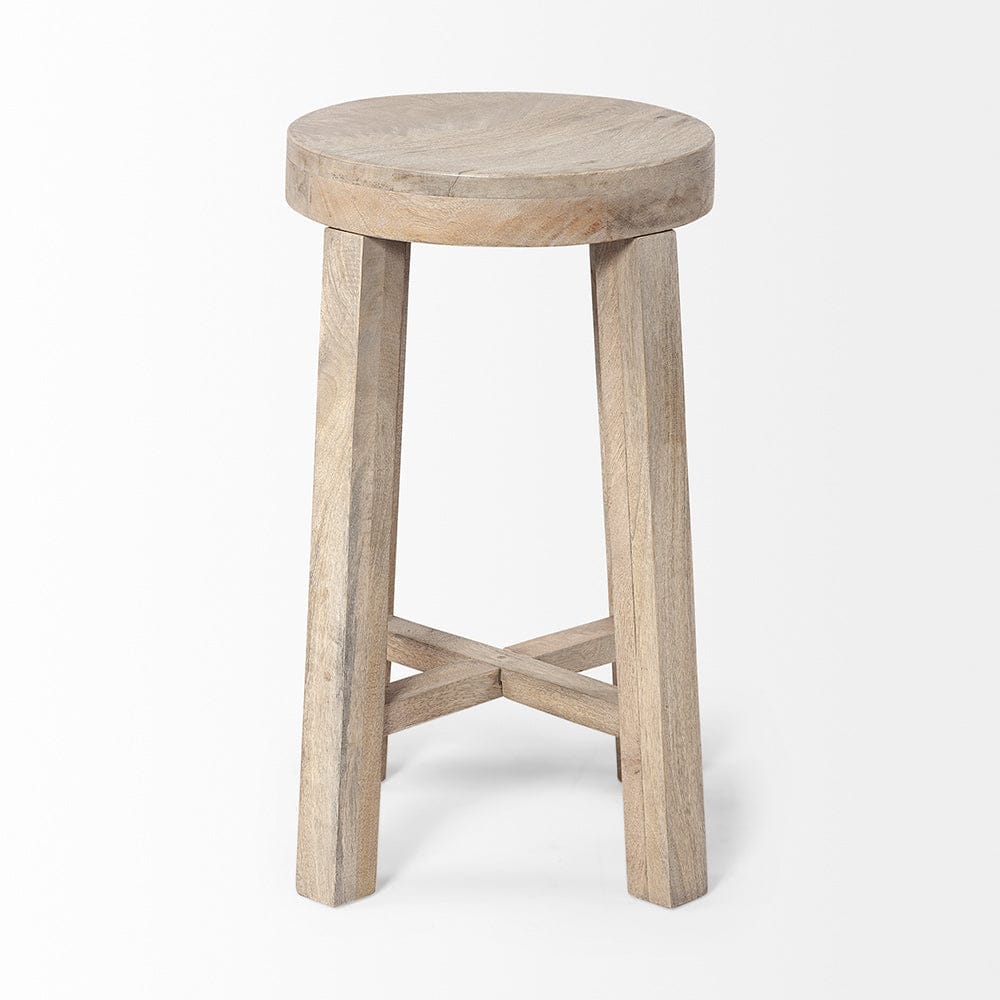 Mercana - Brahma 26" Total Height White Washed Wood Stool - 68210 view 2