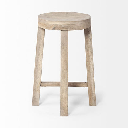 Mercana - Brahma 26" Total Height White Washed Wood Stool - 68210 view 4