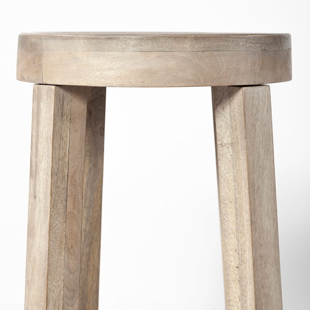 Mercana - Brahma 26" Total Height White Washed Wood Stool - 68210 view 6