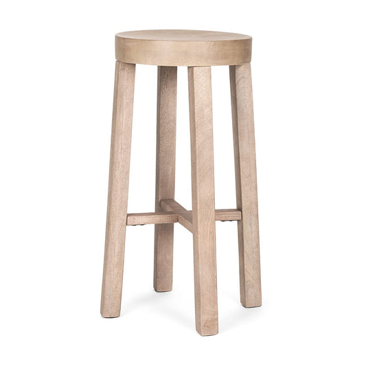 Mercana - Brahma 30" Total Height White Washed Wood Stool - 68211 view 1