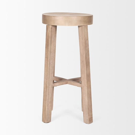 Mercana - Brahma 30" Total Height White Washed Wood Stool - 68211 view 2
