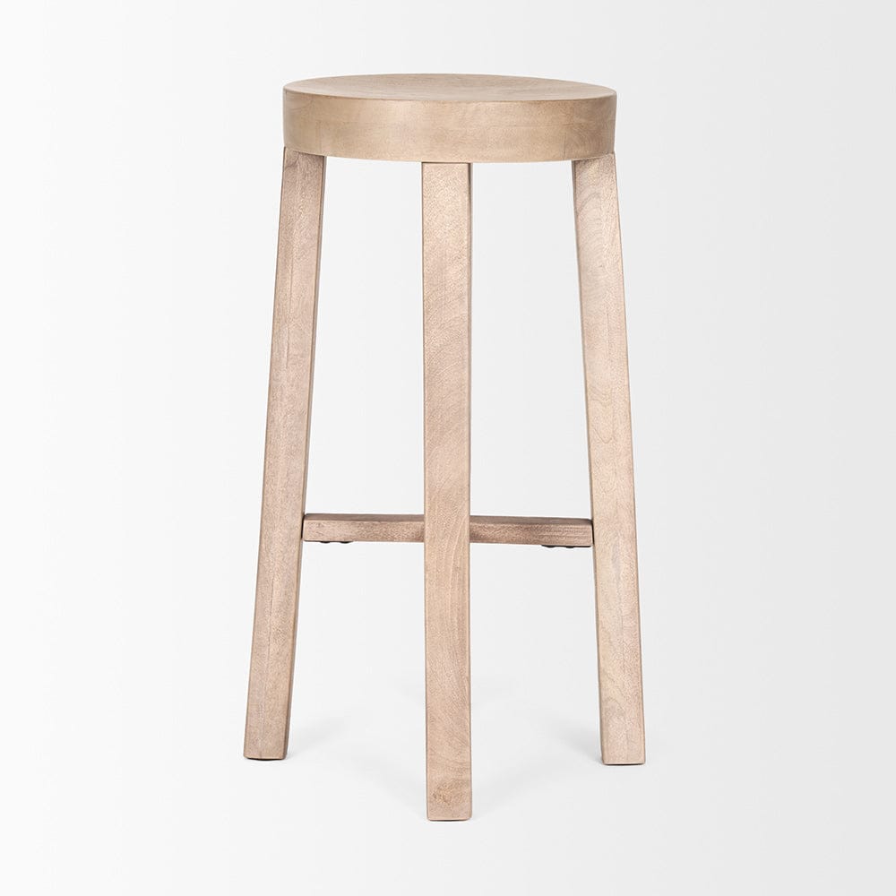 Mercana - Brahma 30" Total Height White Washed Wood Stool - 68211 view 4