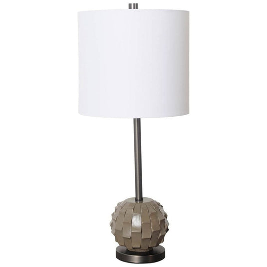 Mercana - Brant I 25" Brown Resin Base White Shade Table Lamp - 65354_CLOSEOUT view 1