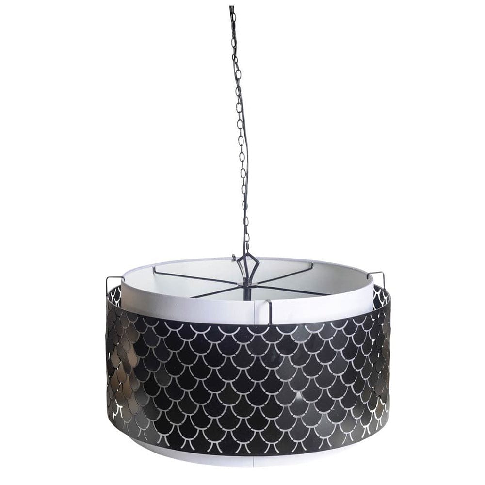 Mercana - Brasseur I 26"x15" Charcoal Black Metal Fish Scale Three Bulb Chandelier - 65361_CLOSEOUT view 1