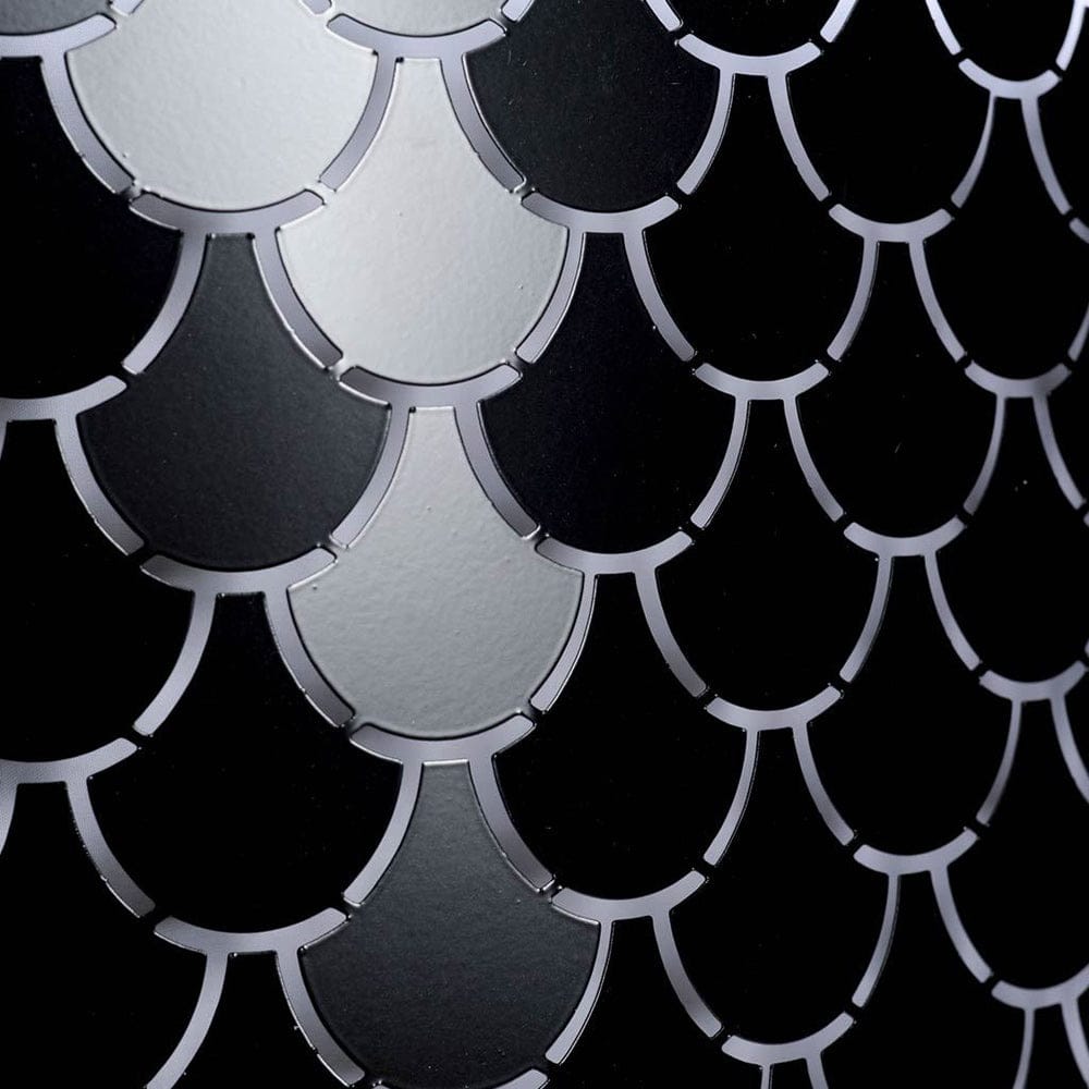 Mercana - Brasseur I 26"x15" Charcoal Black Metal Fish Scale Three Bulb Chandelier - 65361_CLOSEOUT view 2