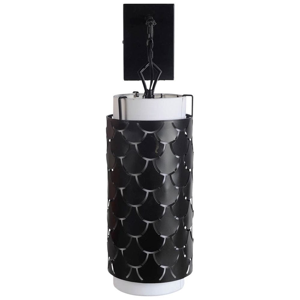 Mercana - Brasseur III 10.5x22 Black Toned Metal Fish Scale Wall Sconce - 65388_CLOSEOUT view 1