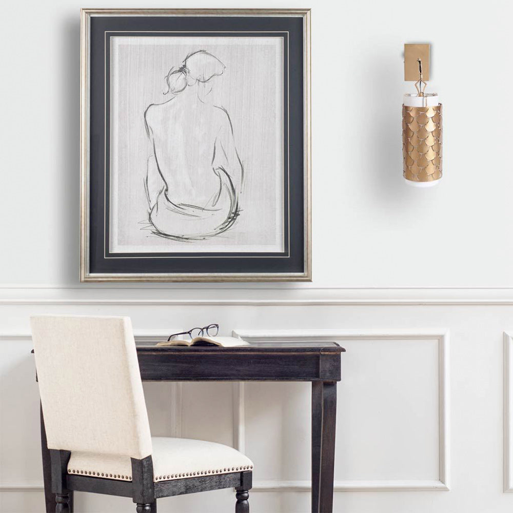 Mercana - Brasseur IV 10.5x22 Gold Toned Metal Fish Scale Wall Sconce - 65389_CLOSEOUT view 3