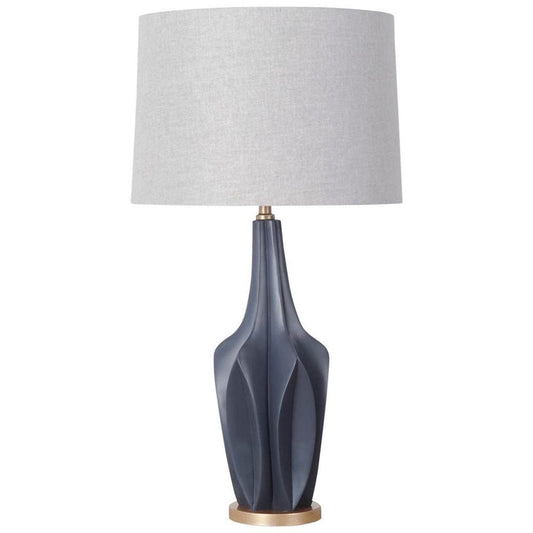 Mercana - Bravar III 30" Gray-Blue Resin Base w/ Gray Fabric Shade Table Lamp - 65358 view 1