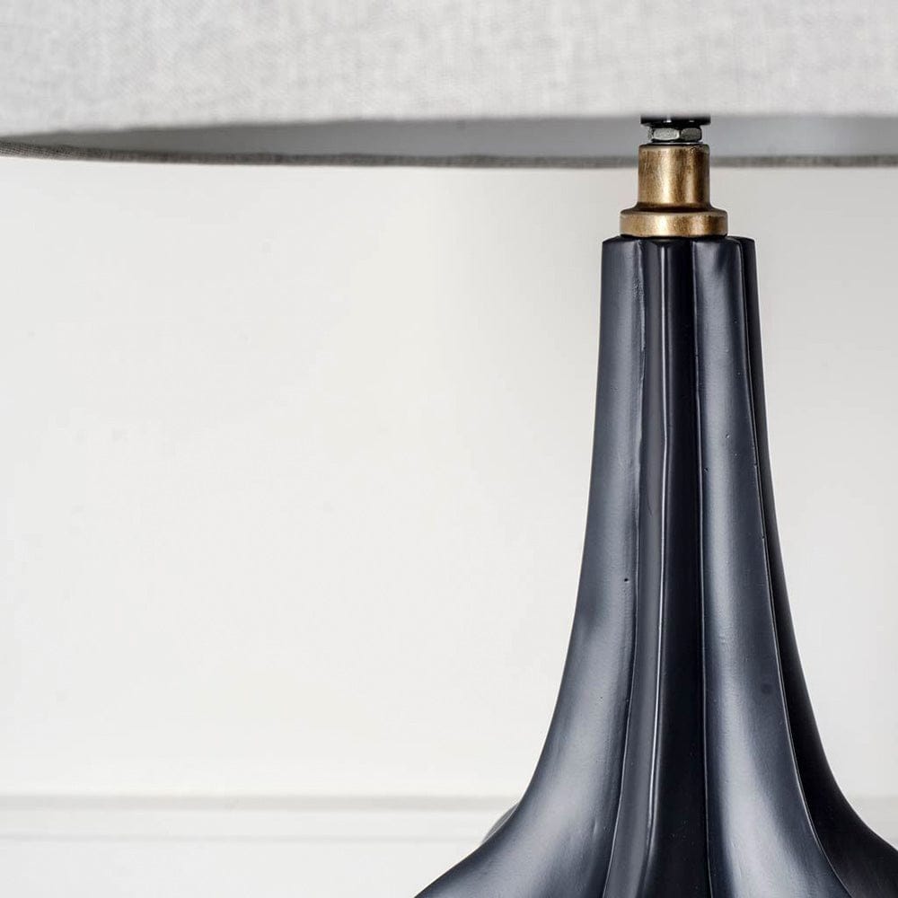 Mercana - Bravar III 30" Gray-Blue Resin Base w/ Gray Fabric Shade Table Lamp - 65358 view 2