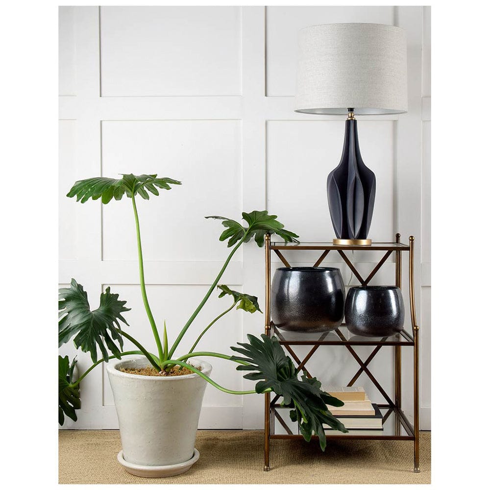 Mercana - Bravar III 30" Gray-Blue Resin Base w/ Gray Fabric Shade Table Lamp - 65358 view 4