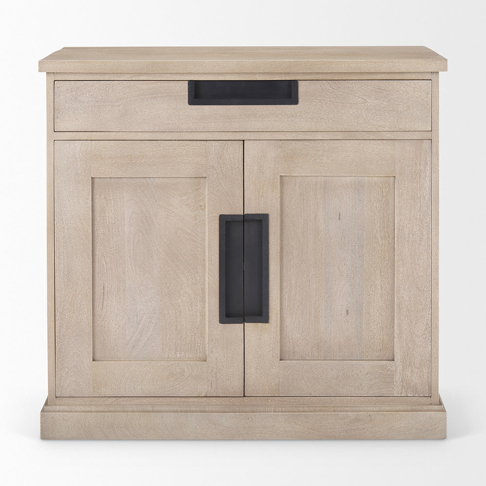 Mercana - Braxton 33.5L x 18.5W x 31.5H Beige Wood W/Black Accents 2 Door Accent Cabinet - 69931 view 2